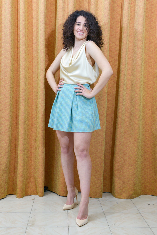 Minigonna a quadretti verde tiffany TG.S