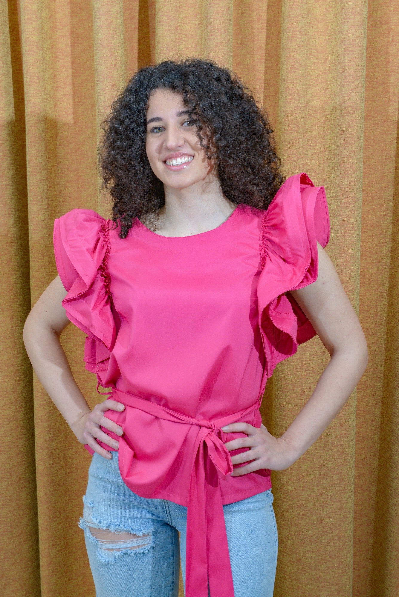 Camicia fucsia Elsa M con maniche a sbuffo M/L