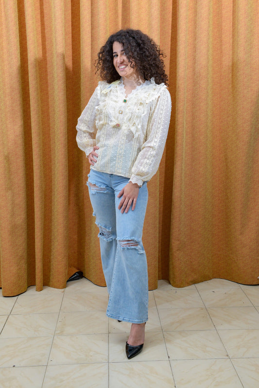 Jeans vita alta strappati TG. XS